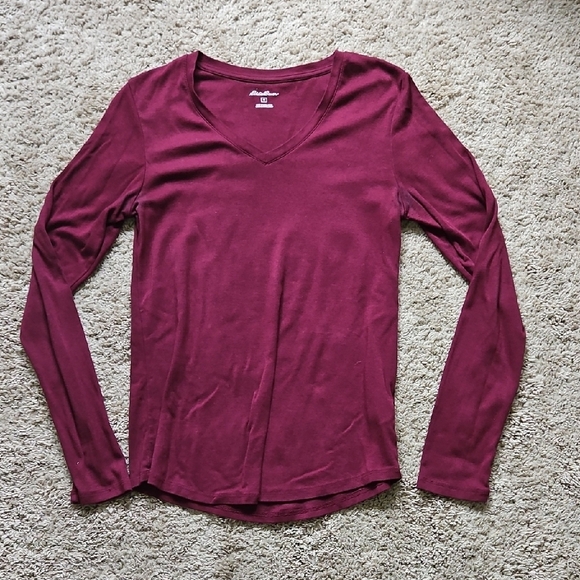Eddie Bauer Tops - Eddie Bauer Red Fitted Long Sleeve T-Shirt, Size M